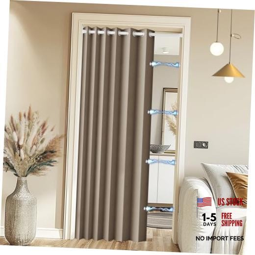 Blackout Door Curtain – Magnetic 45″W x 80″L – Pack of 1 – Brown