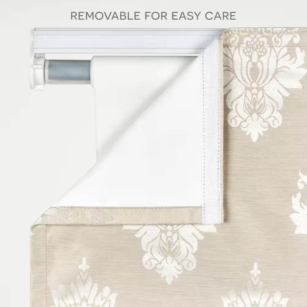 Marseilles Damask Natural Cordless Total Blackout Polyester Roman Shade 27 In. W