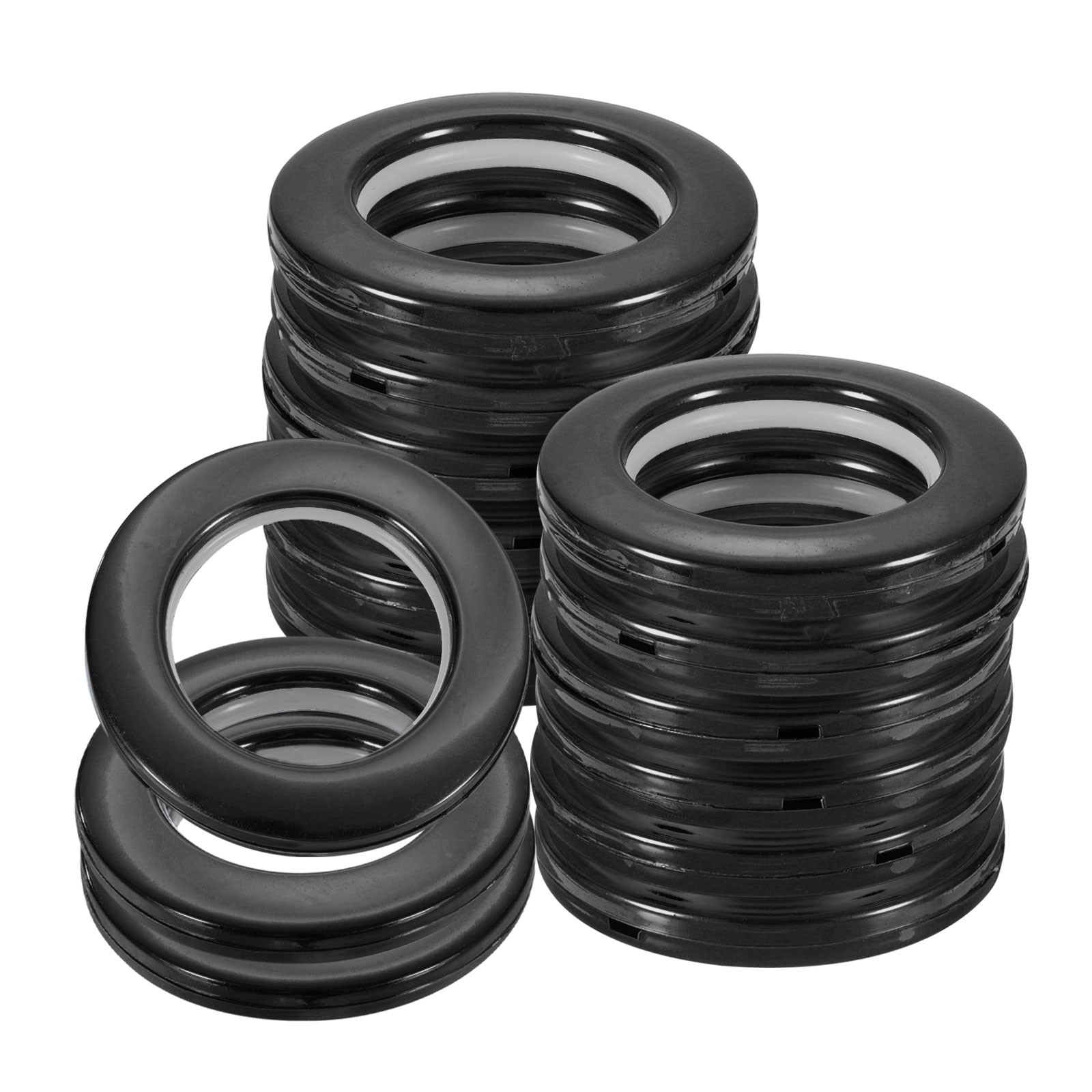 16pcs Curtain Grommets, 1-5/7″(42mm) ID Roman Curtain Rings, Black