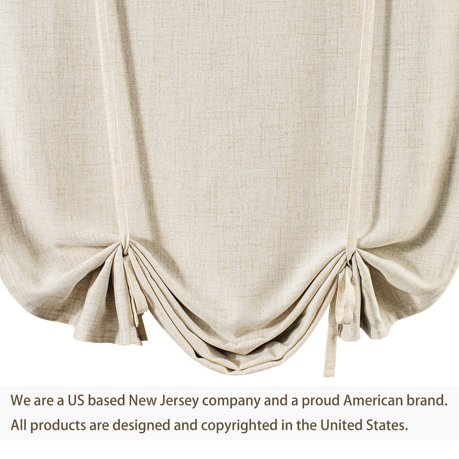 Linen Beige Tie Up Window Curtain Shade Drape Rod Pocket for Kitchen Living Room