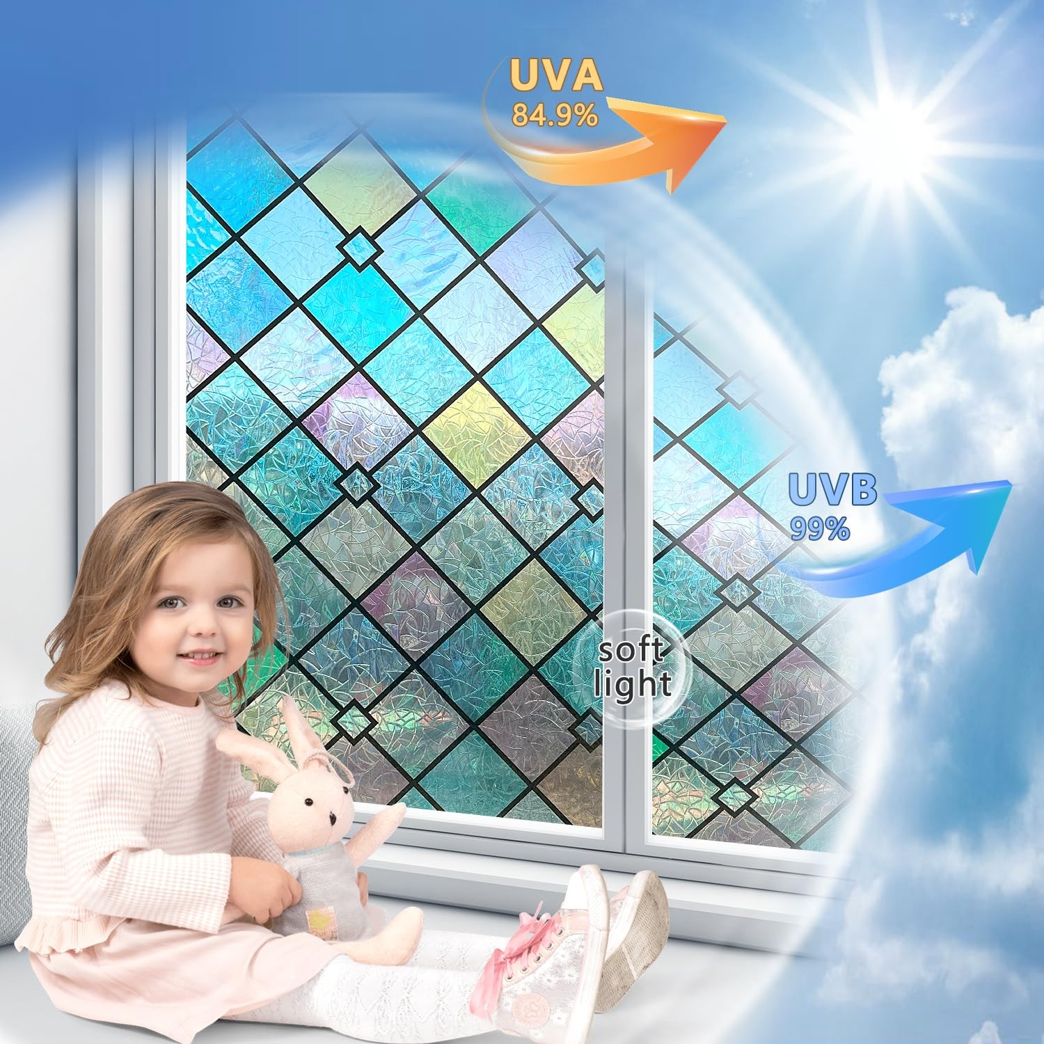 Window Privacy Film Geometric Stained Glass Window Film