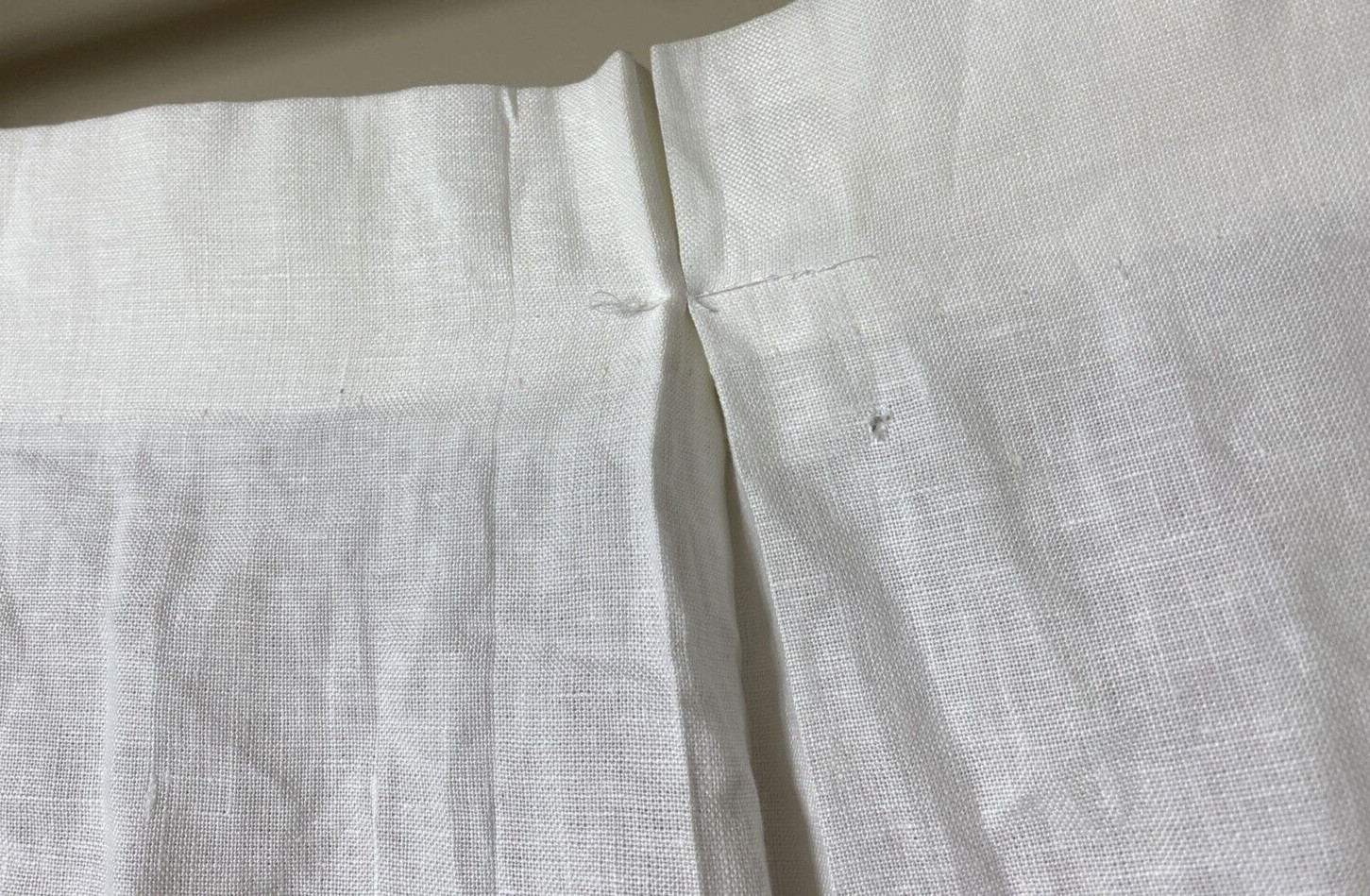 Custom Made Vintage Curtain Panel Ivory Off-White 92 Long Drape Luxe Pinch Pleat