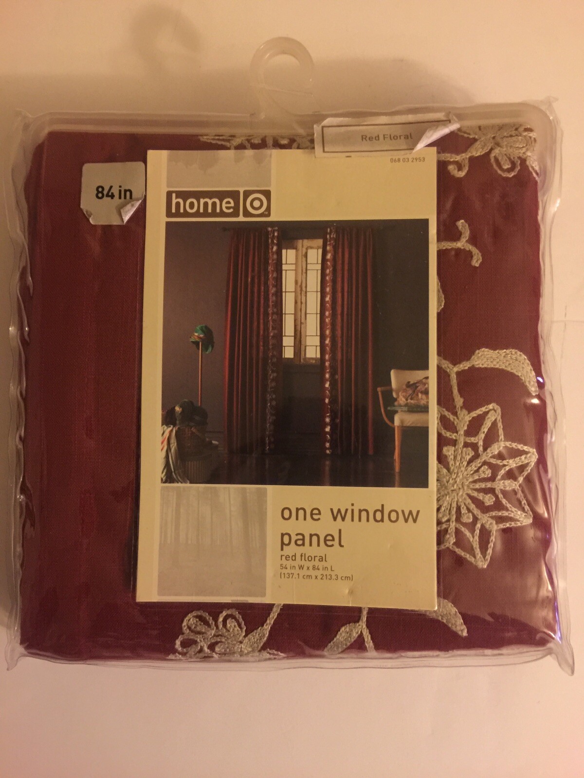 TARGET HOME RED FLORAL ONE WINDOW PANEL 54 IN W X 84 IN L BRAND NEW