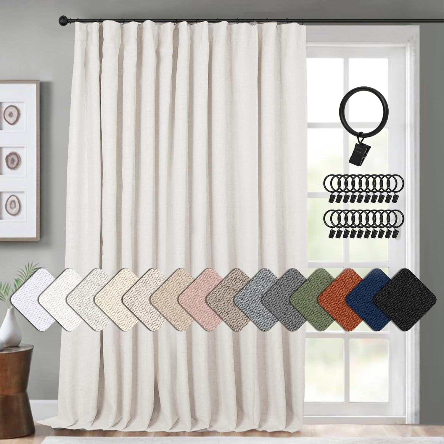 Thermal Sliding Door Curtains 100% Blackout Curtains for Bedroom, Sliding Glass