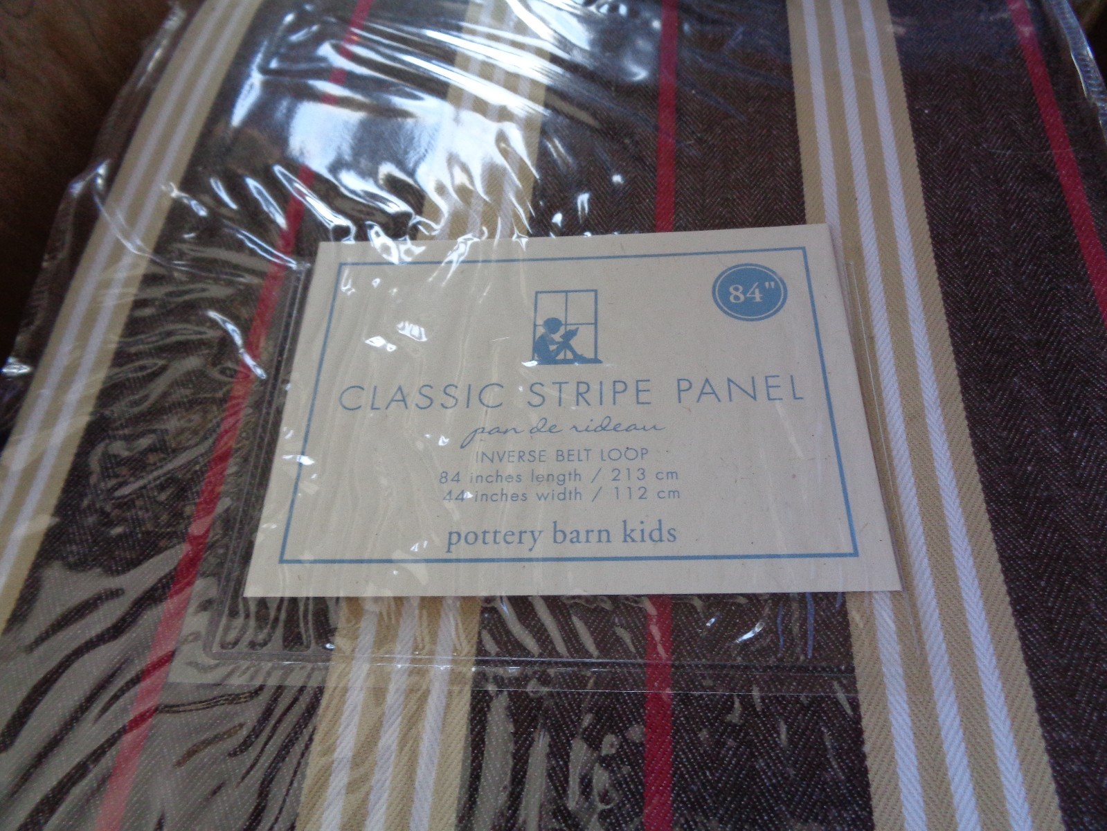 2 Pottery Barn Kids Classic Stripe brown 44 84 invbelt loop top curtains New