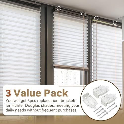 Blinds Shade Brackets for Silhouette, Nantucket, Pirouette – 3-Pack, White