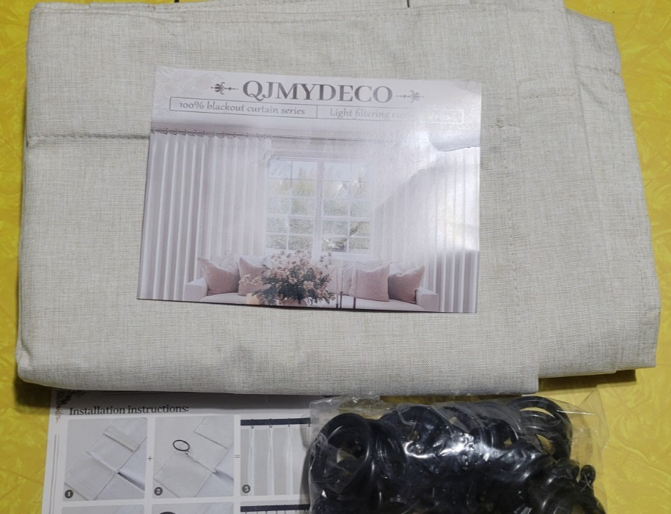 Set of Light Brown Beige Blackout Curtains 50 In x 72 In