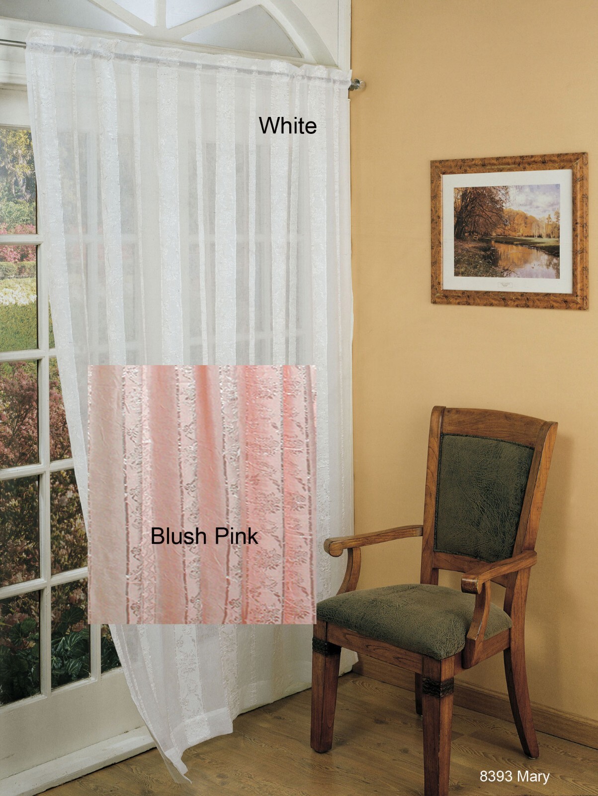 Crushed Jacquard Voile Window Curtain Panel 60×84″ 1 Piece White or Blush Pink