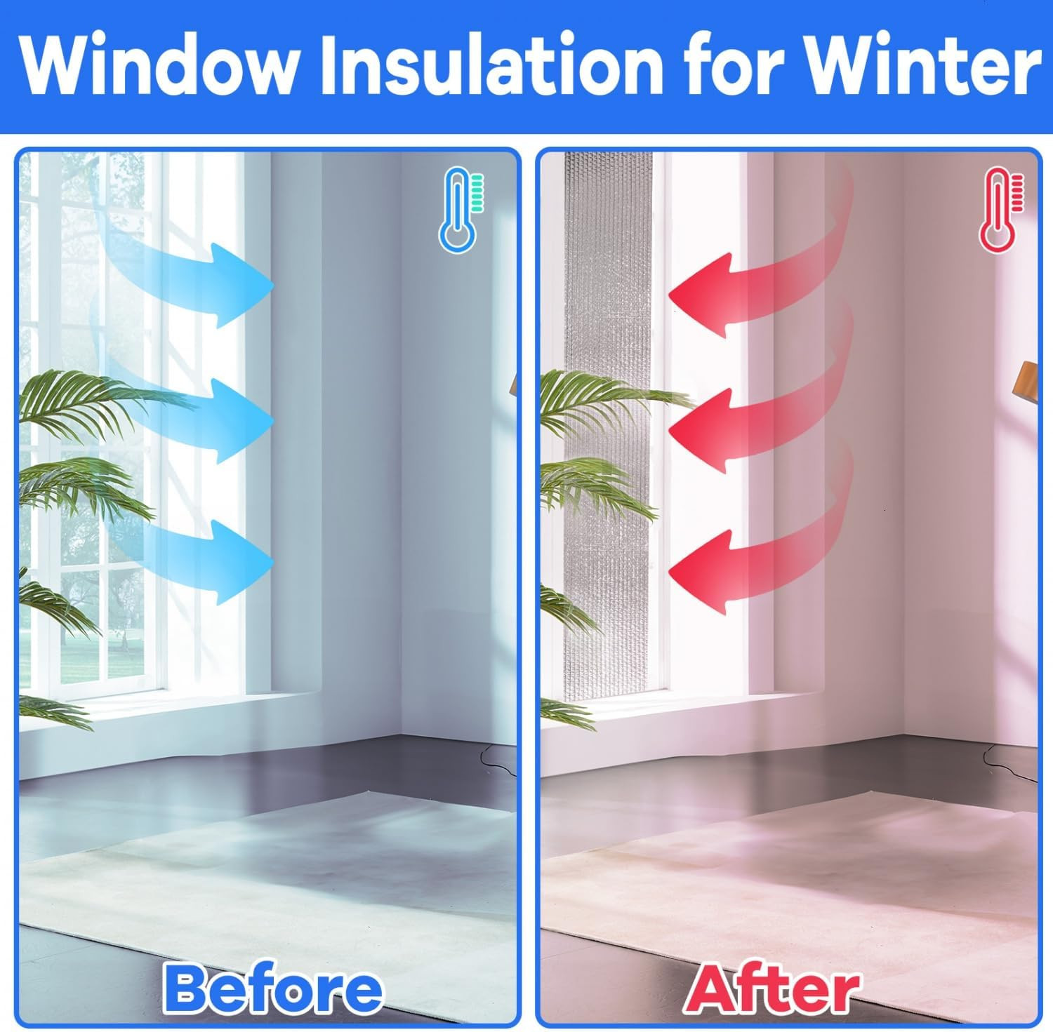 Double Reflective Insulation 48 in X 15 FT RV Window Insulation for Summer Heat