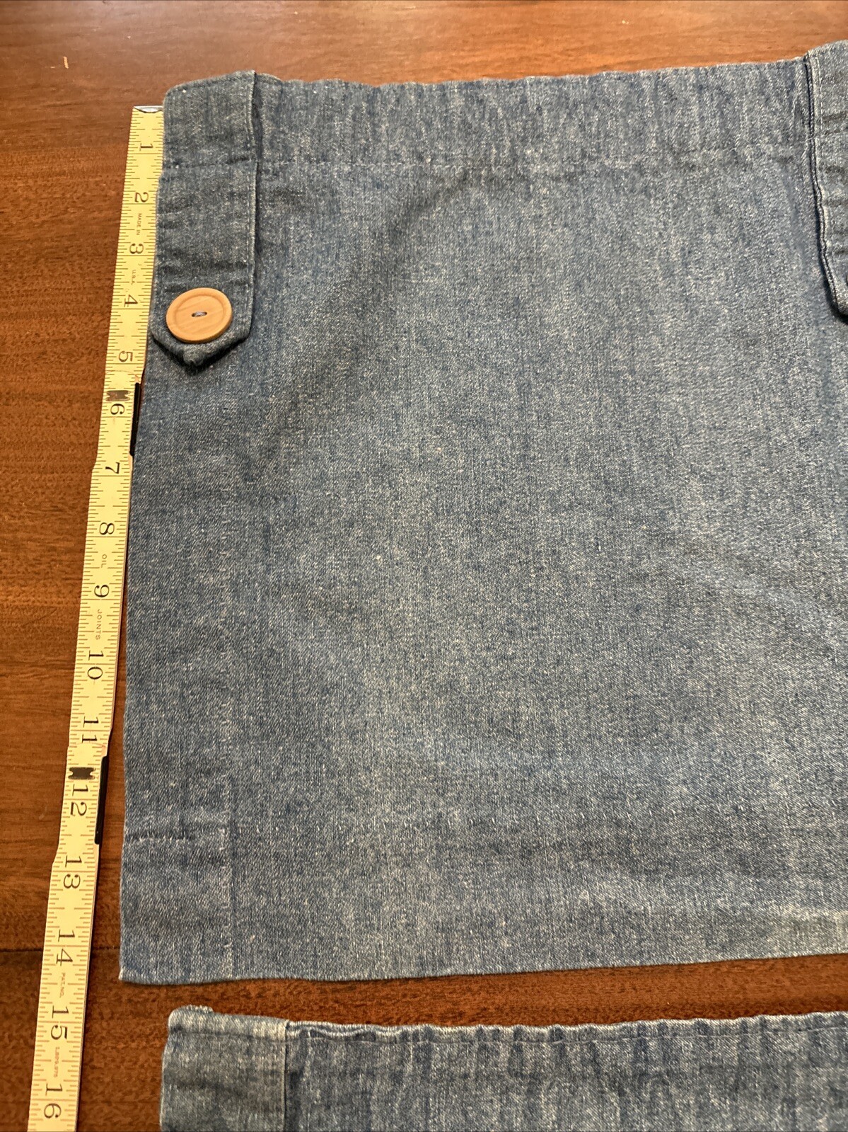 3 Curtain Valances BLUE DENIM JCP 24″W x 14″L Button Tabs VGUC