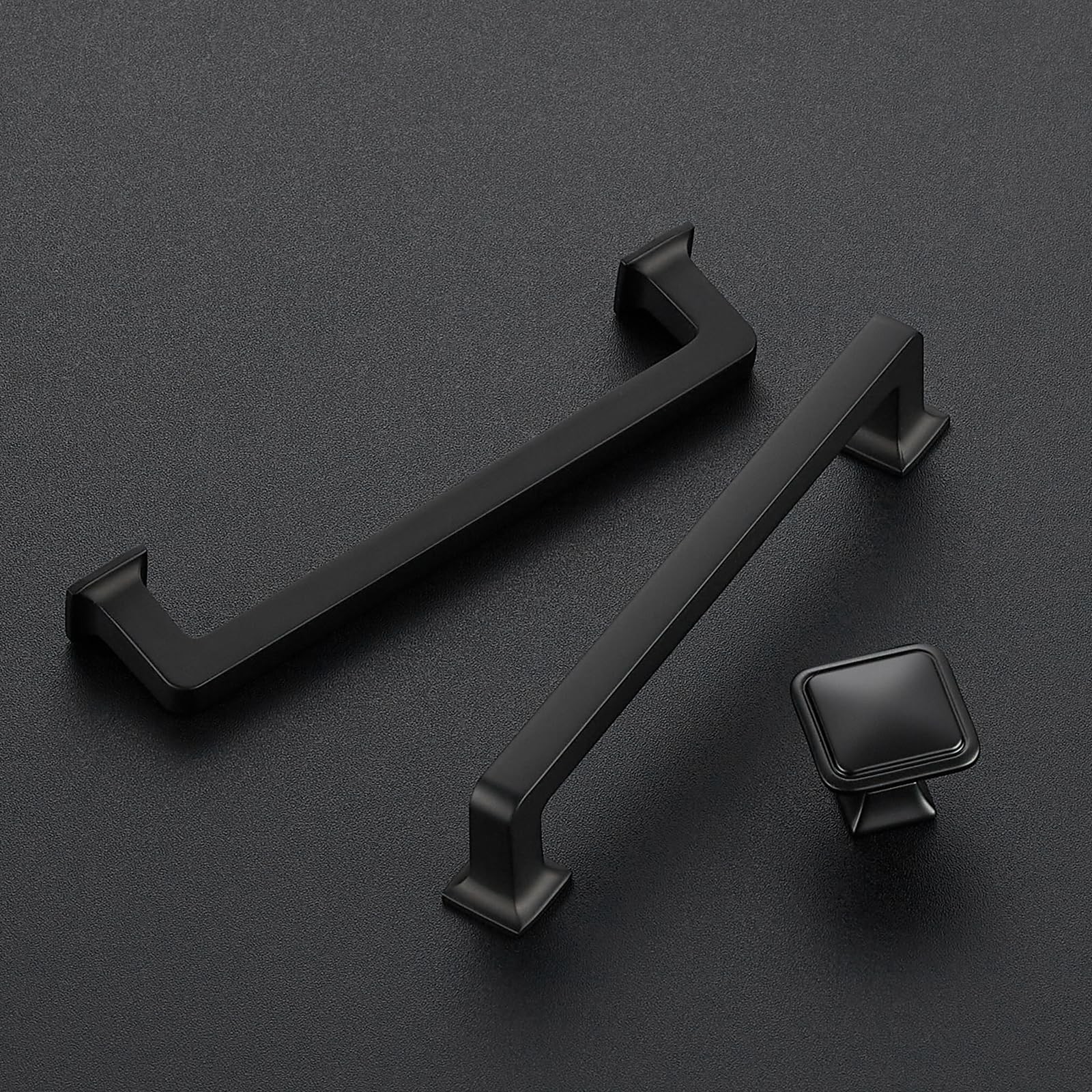 Matte Black Cabinet Pulls Drawer Handles, 5 Inch CC (128mm), 5 Pack | Solid B…