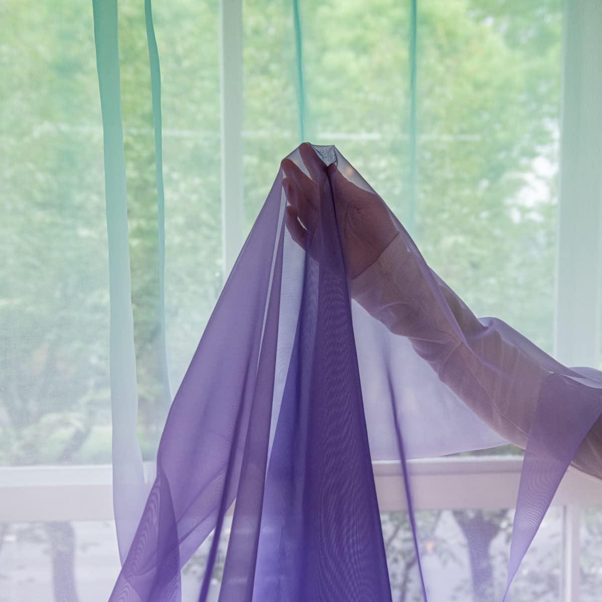 Windows Gradient Color Sheer Curtains 84 Inches Length 2 Panels Sheer Curtain Pa