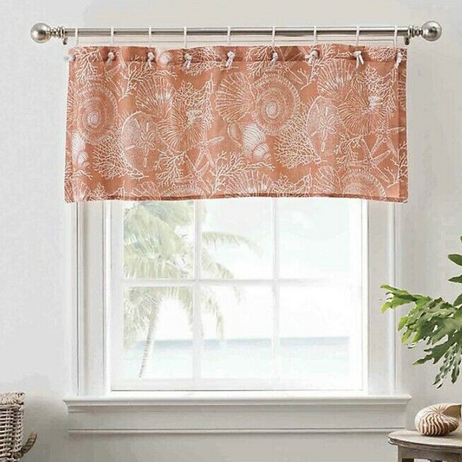 Coastal Life Seashells Window Valance coral 50″ x 18″ beach ocean new