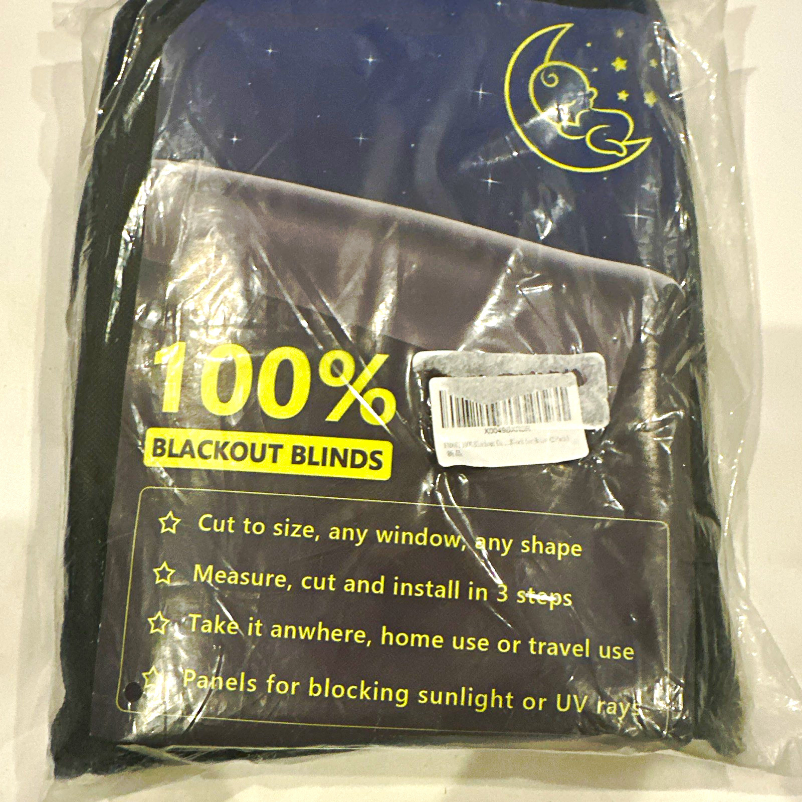 Black Cut-to-Size Blackout Blinds Polyester 57 x 118 in Window Frame Mount