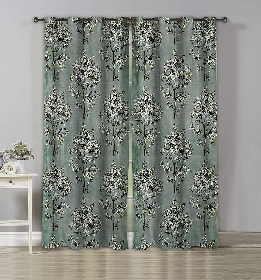 2 Piece Floral Print Ringtop Grommet Hippie Door Window Curtains Set 5 7 9 Feet
