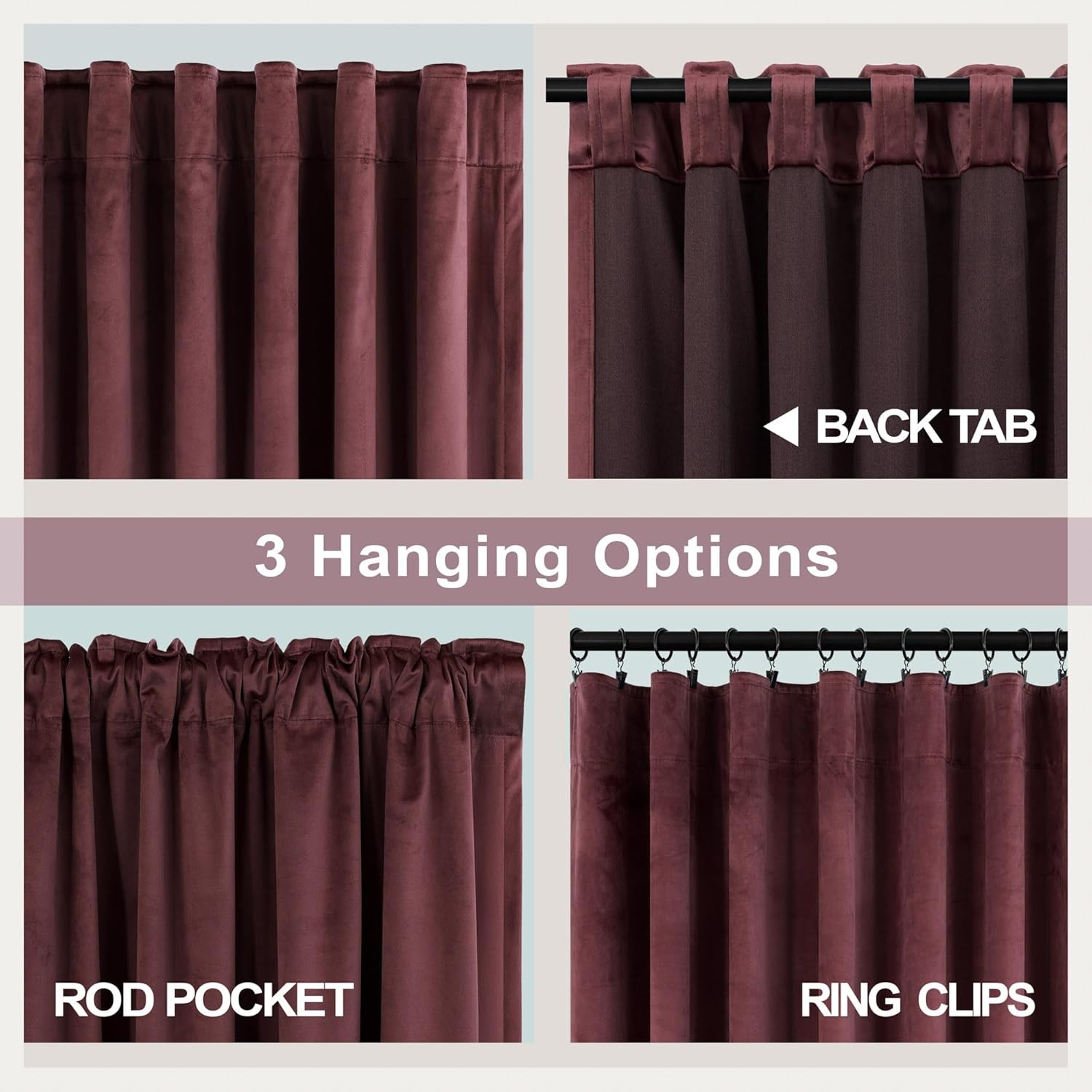 Ruby Wine Velvet Curtains 96 Inches Long for Living Room 2 Panels Light Blocking