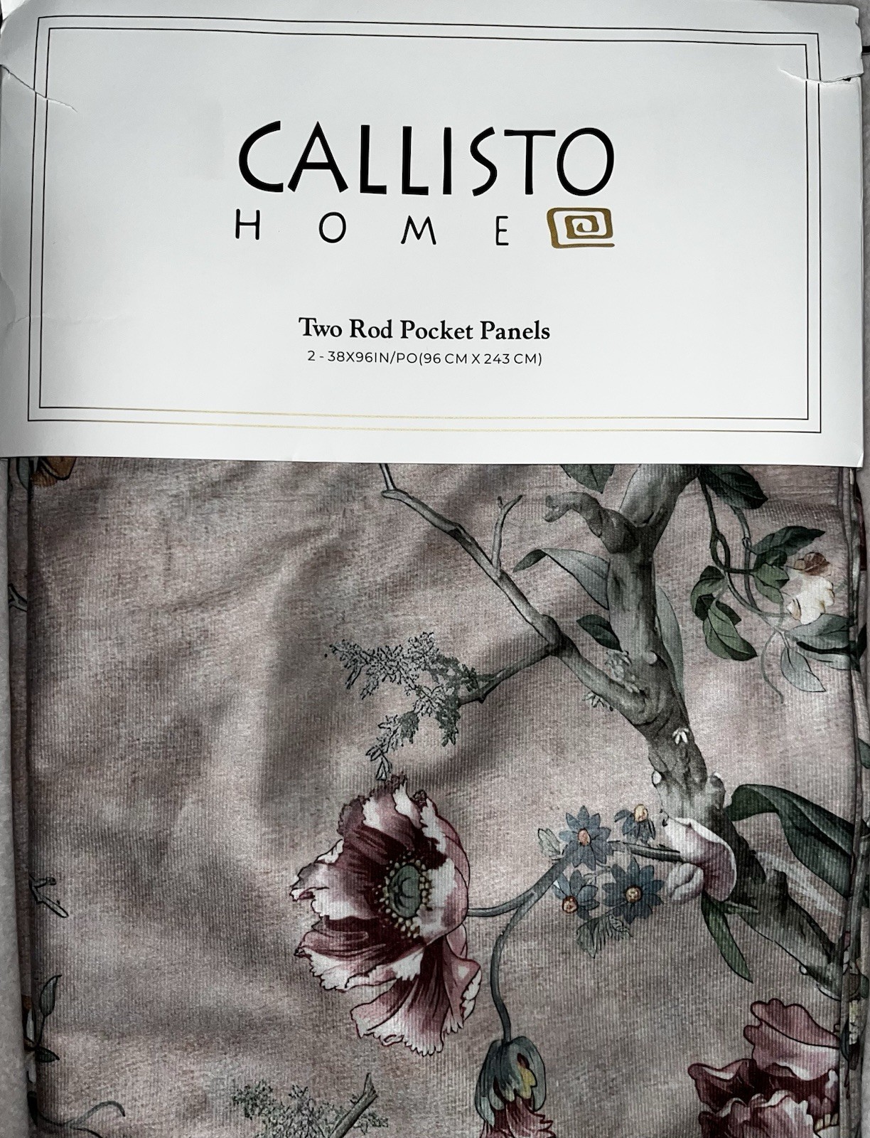 1-NWT CALLISTO HOME FLORAL PRINT BLUSH CURTAINS SET OF 2 PANELS SIZE 38”x 96”