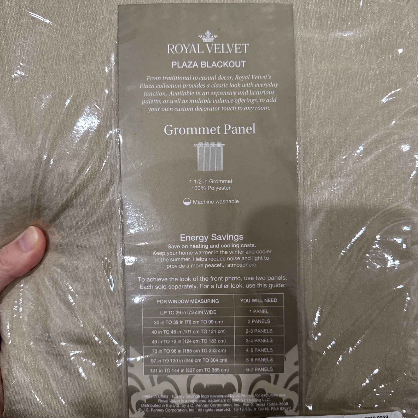 Royal Velvet Blackout Grommet Plaza Panel curtain size 50in X 84in