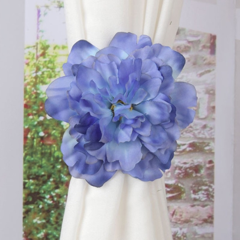 Artificial Flower Curtain Clips 2pcs Window Drapery Tiebacks for Home and Event