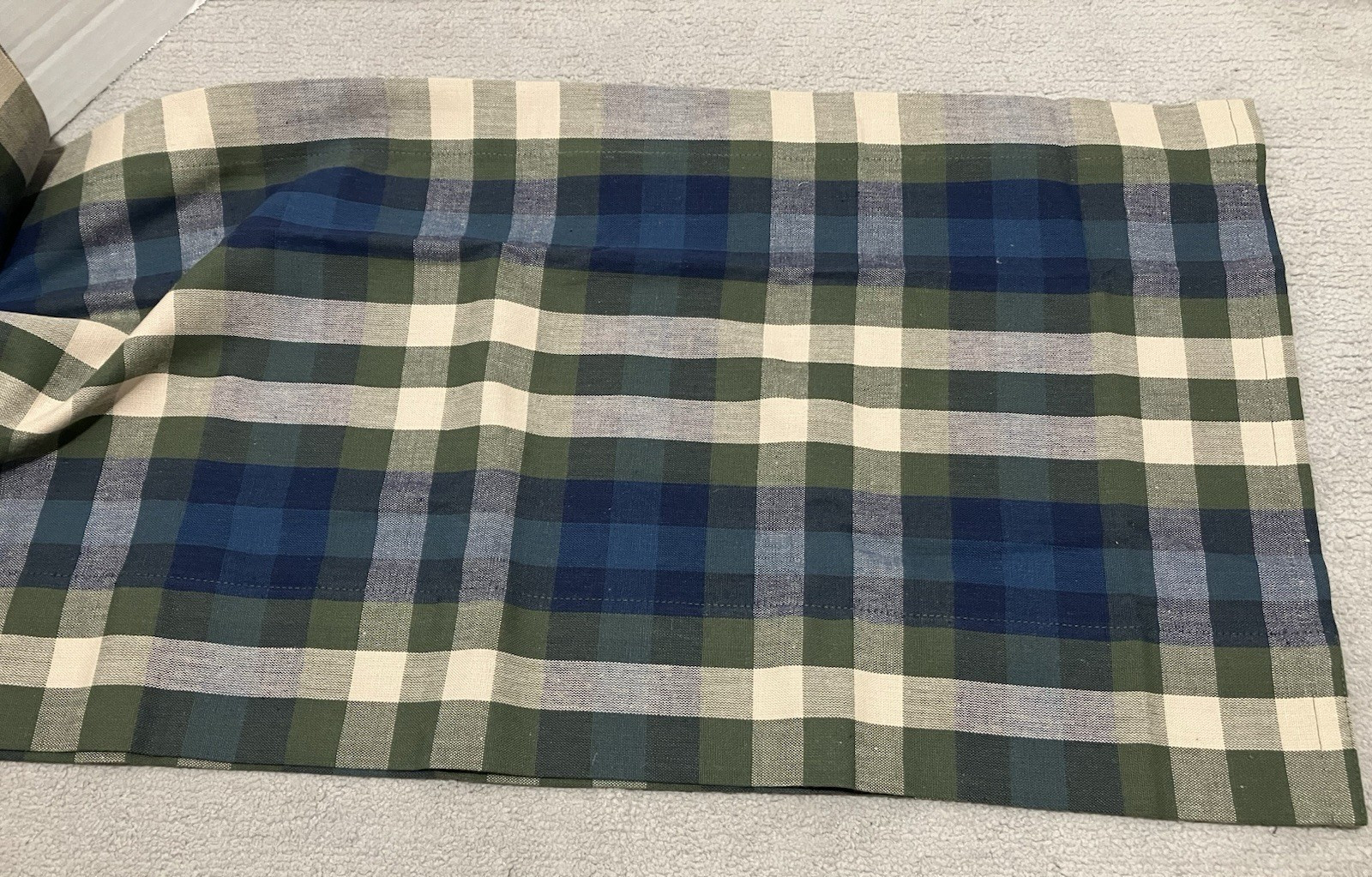 JCPenney Home Valance Bradley Stripe Plaid Valance Woven Cotton Blue Olive Green