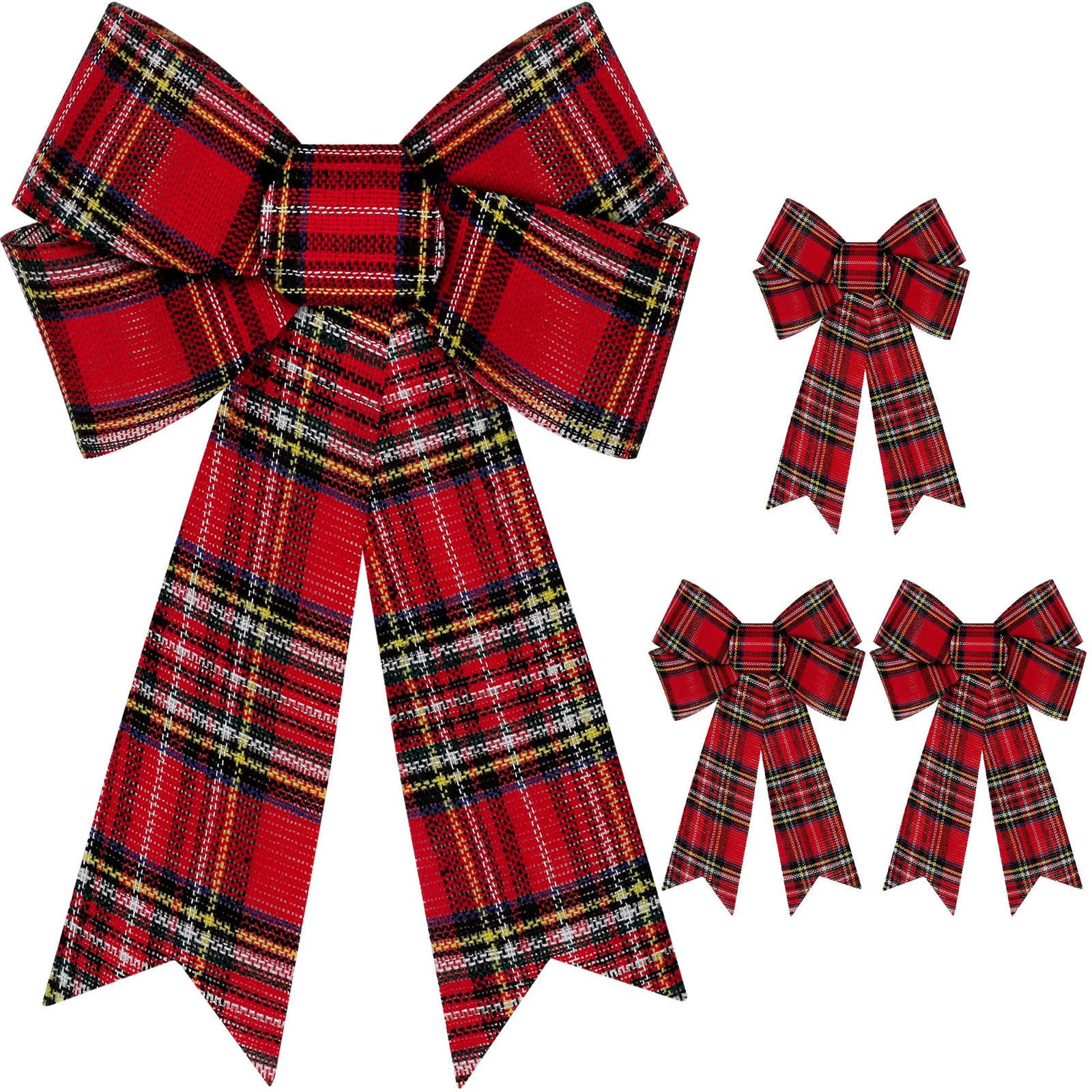 4 PCS Christmas Bows, 12×18 In Large Black White Red Bows Christmas Tree Deco…