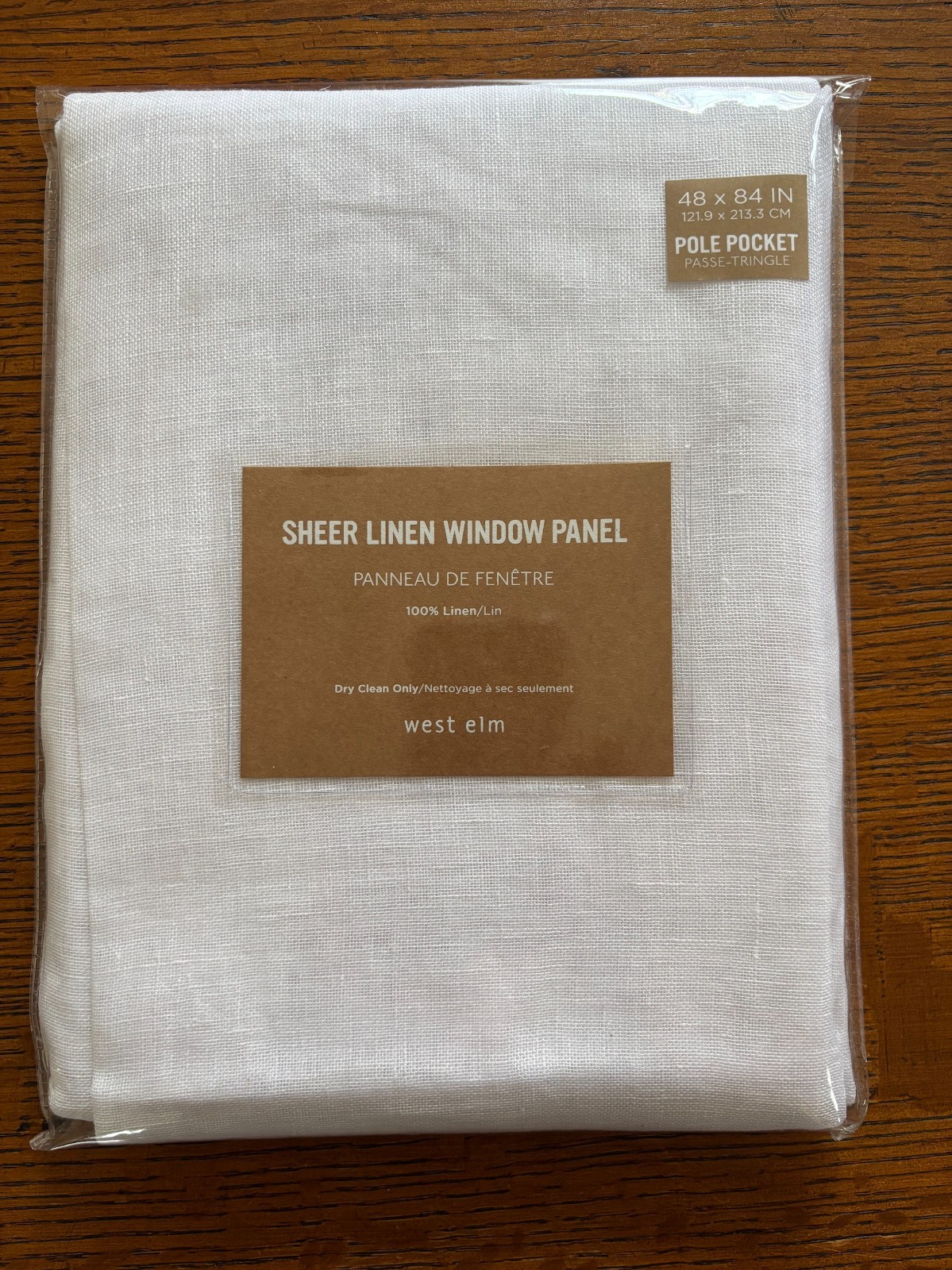1 West Elm Sheer Linen Window Panel – White 48×84 In Package
