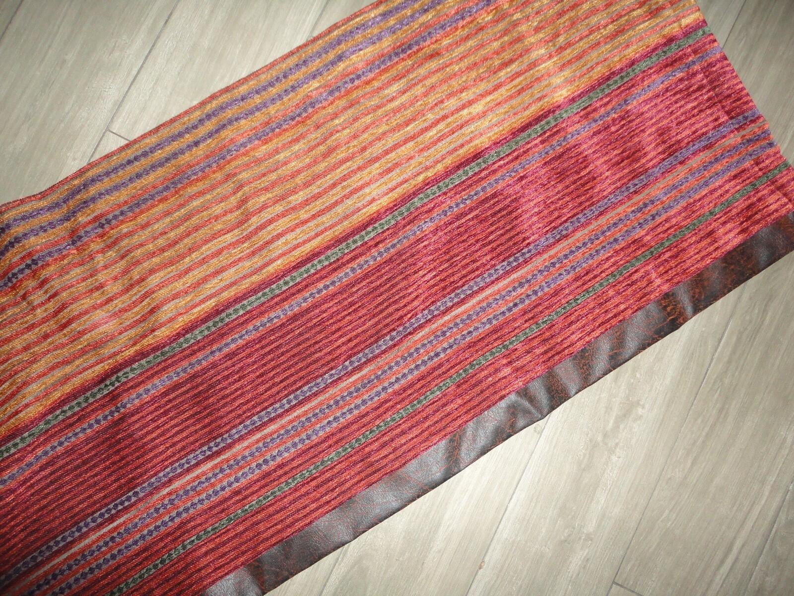 CROSCILL PLATEAU CHENILLE RUST SOUTHWESTERN LEATHER STRIPE (1) VALANCE 20 X 87