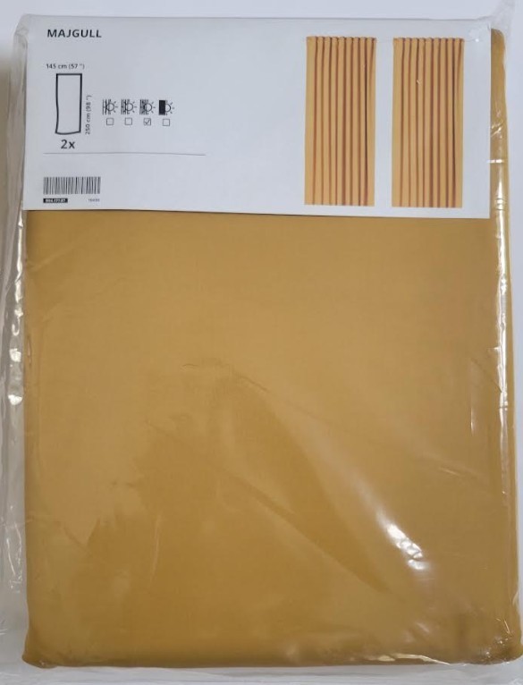 Ikea MAJGULL Blackout curtains 57×98 ” 2 pair, Beige-Yellow 904.177.87 – NEW