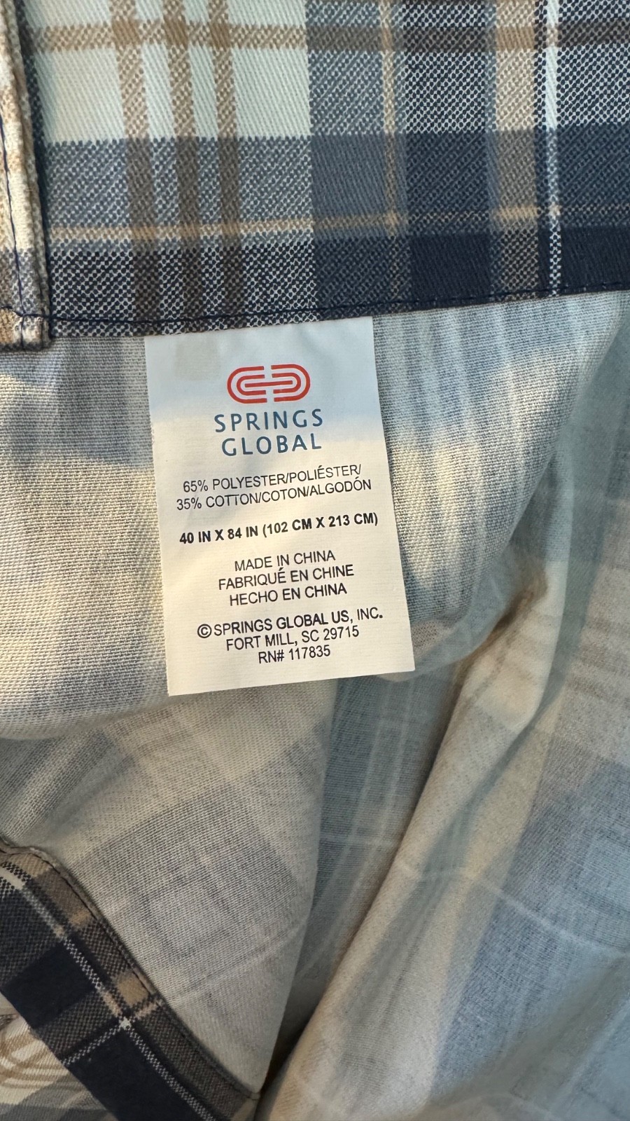 Classic Plaid Curtains, two panels (Navy Blue, Light Blue, Cream, Light Brown)