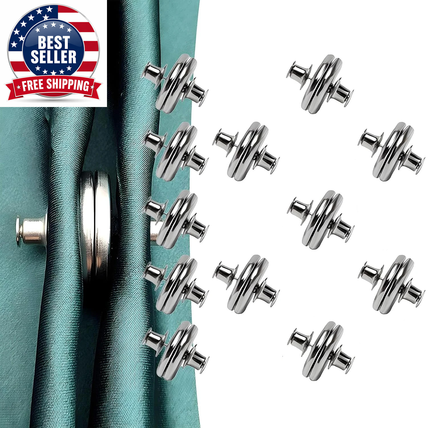 1-12 Pairs Curtain Magnetic Button Nail Free Detachable Window Curtain Close Mag