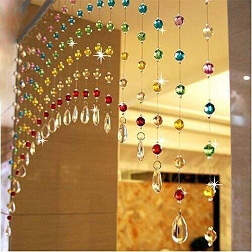 Acrylic Crystal Strings Bead Curtain with Original Glass Drop- Set of 10