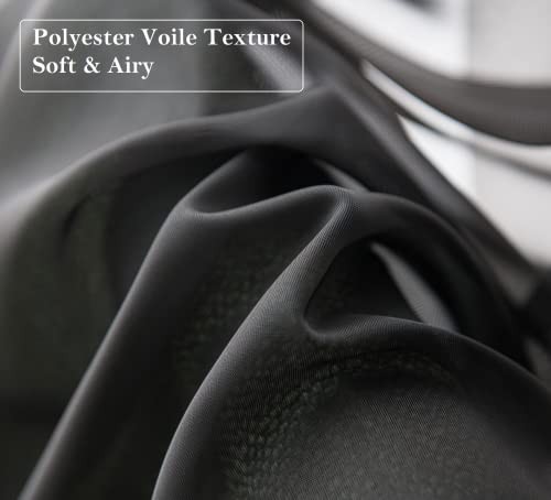 Sheer Curtains 45 inch Length,Voile Short Window 52″W x 45″L (Pack of 2) Black
