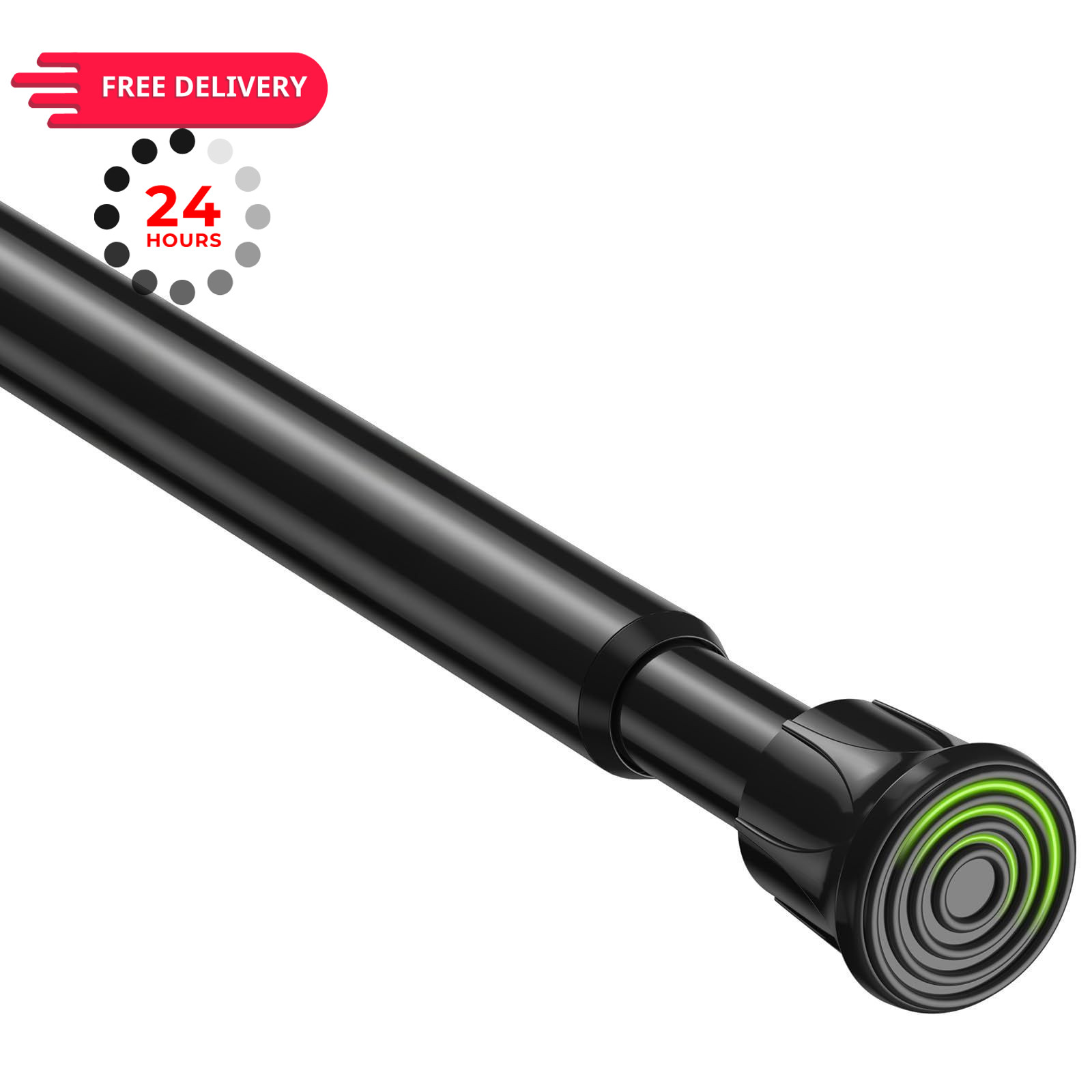 HAOYUNTE No Drill Curtain Rods Black Tension Rod 28 28-48 Inch-1Pack,