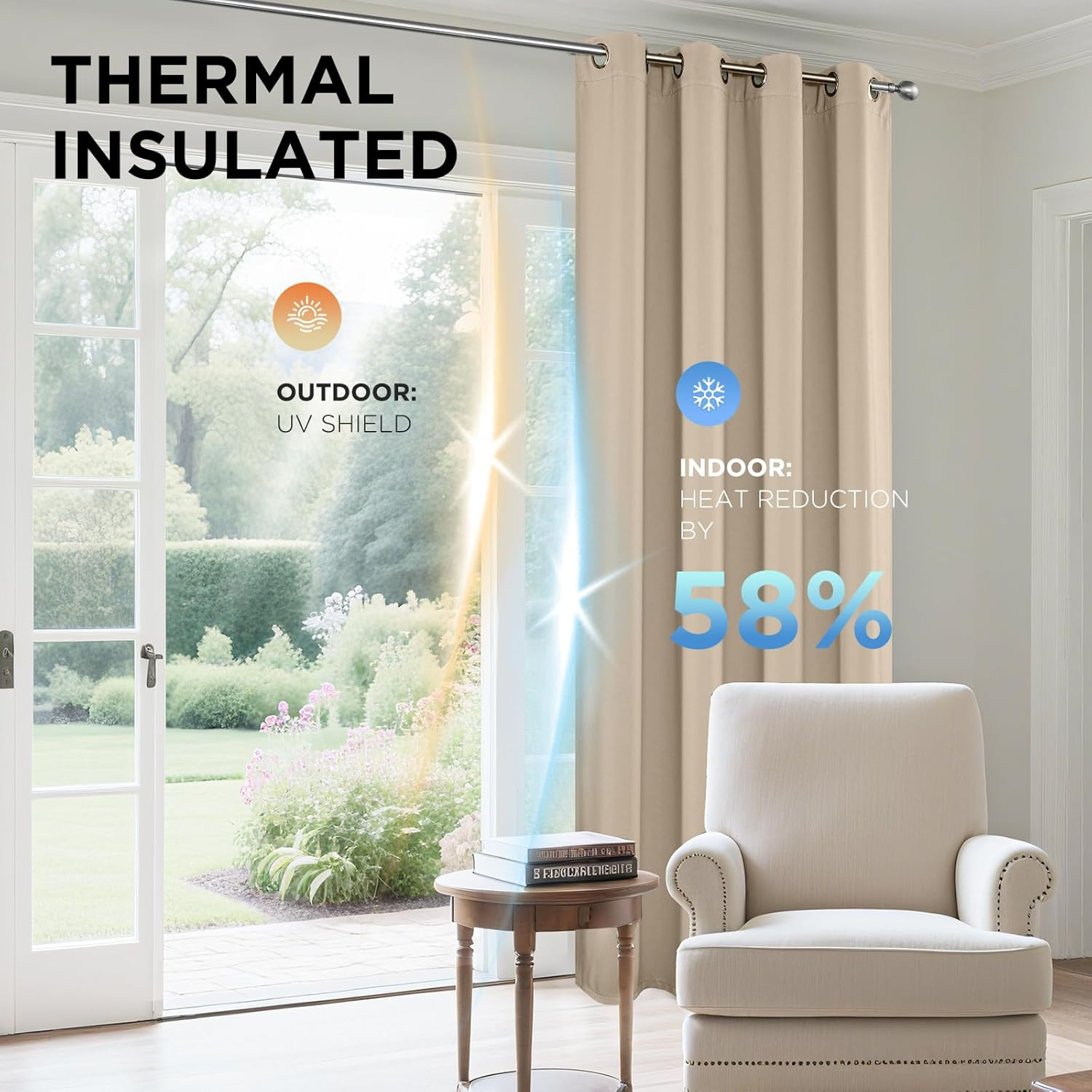Blackout Curtains 72 Inch Length 2 Panels Set, Thermal Insulated Long Curtains&