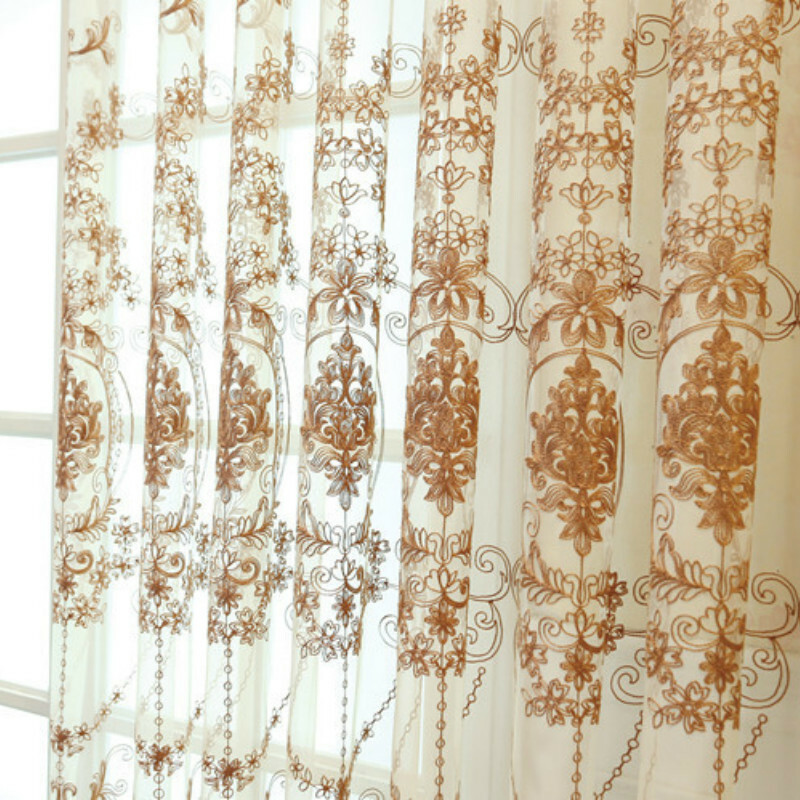Floral Embroidery Tulle Fabric Sewing Material DIY Curtain Drape Panel By Meter