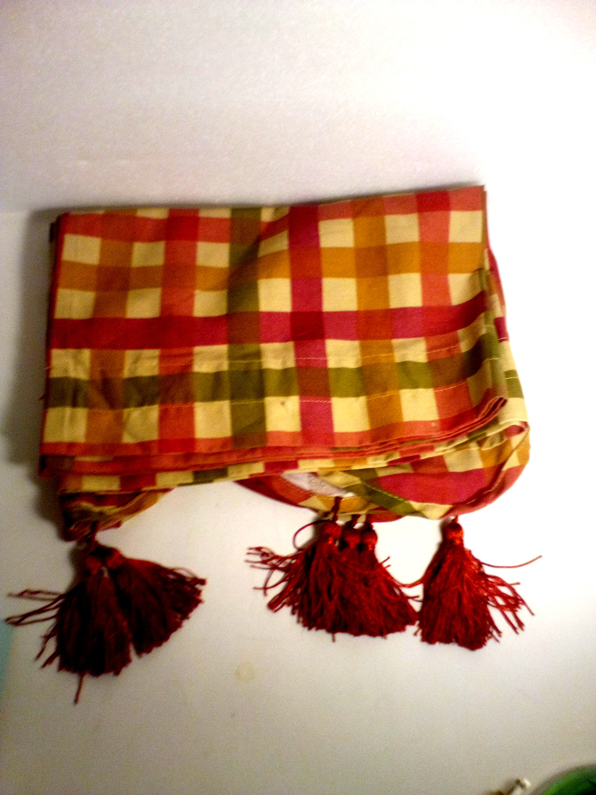 Better Homes And Gardens Plaid Valance in Red, Green, and Yellow 60” x 20”