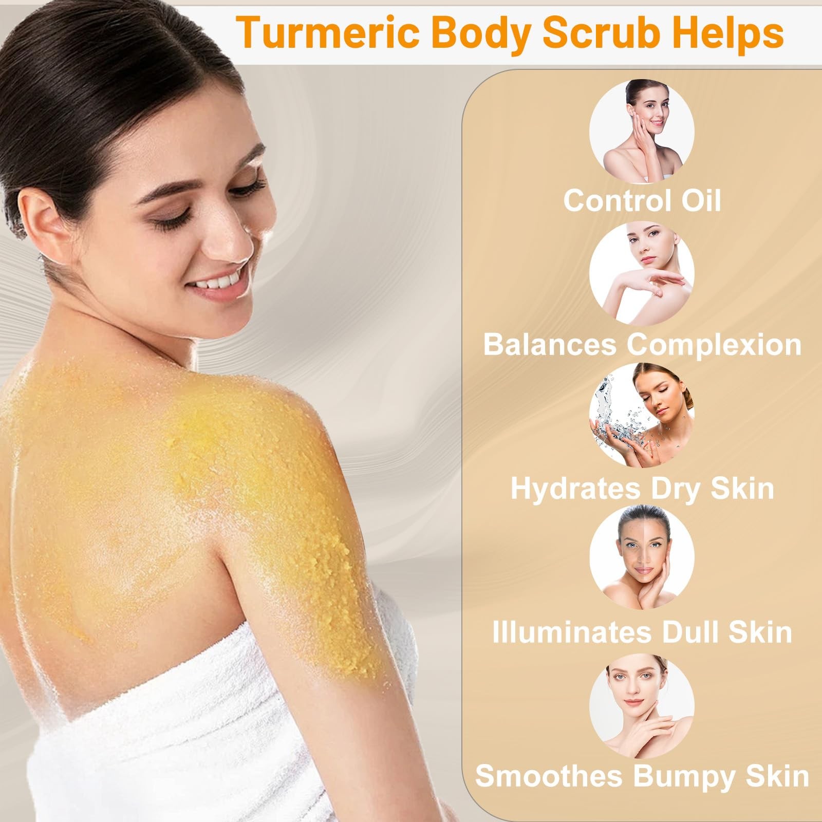 Turmeric Body Scrub Tumeric Oil Set, Natural Soothing 8 Ounce (Pack of 1)