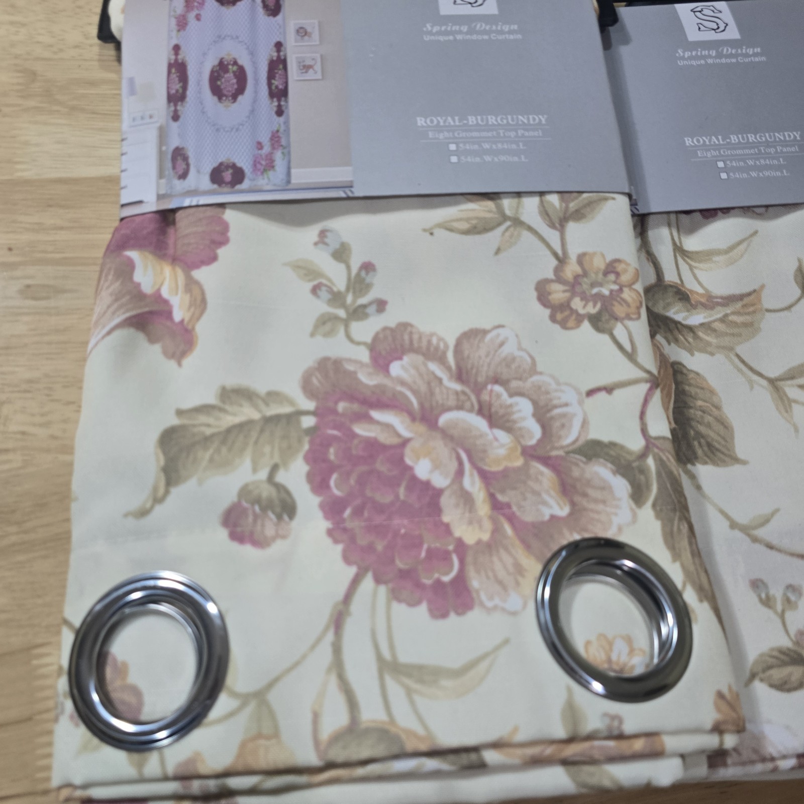4 Pair of Royal Burgandy Eyelet Ring Strong material Curtain Sets of 2 54′ 84″