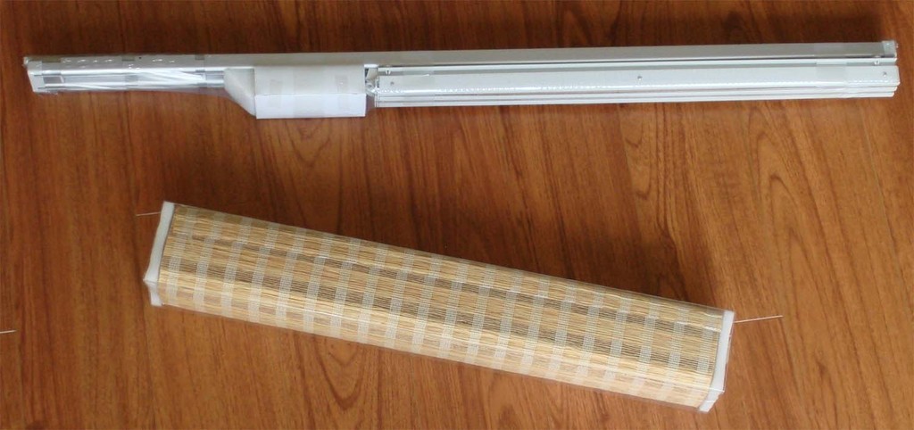 New Panel Track Woven Check non-fabric Blinds Curtain Light Camel 49″-59″x84″