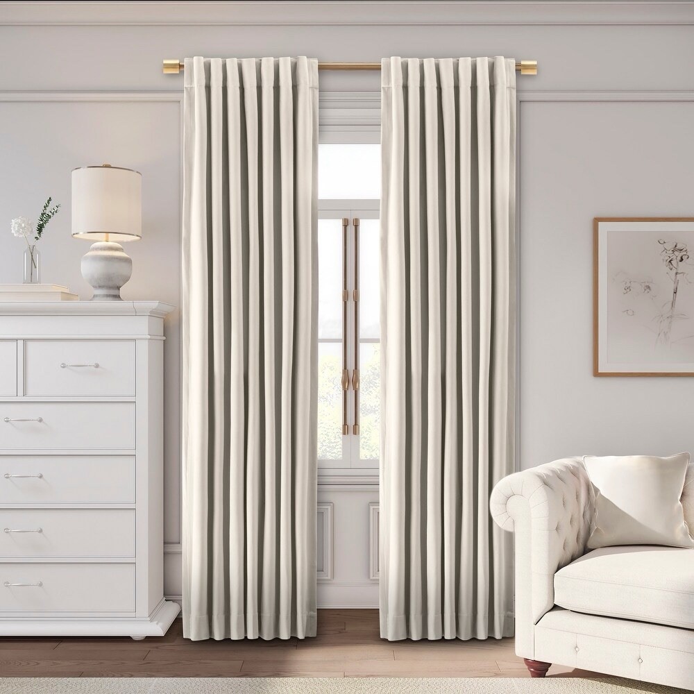 Ricardo Premium Velvet blackout curtain panel rod pocket back tabs beige 50x63in