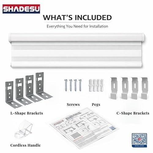 Cordless Zebra Blinds – Light Filtering 29″W x 72″H 01- White ( Cordless )