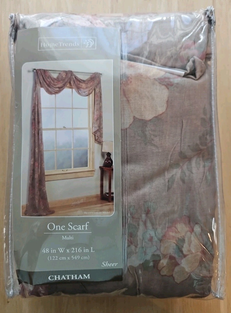 Vintage Sheer Floral Window Scarf 48×216 Victorian Home Trends Chatham