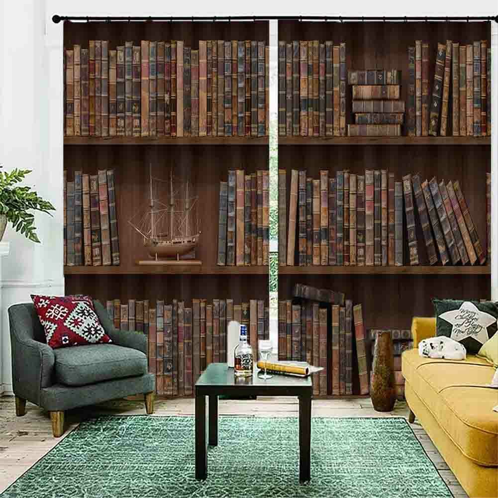 Bookshelf Light Seed 3D Curtain Blockout Photo Printing Curtains Drape Fabric
