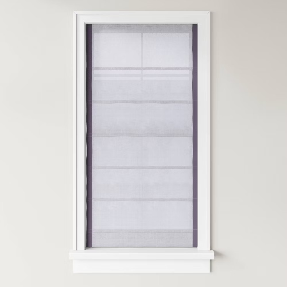 1pc 23″x64″ Light Filtering Cordless Linen Blend Roman Window Shade Gray –