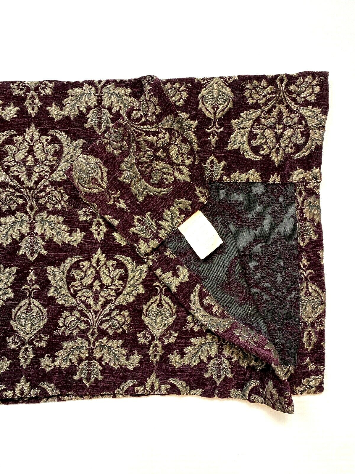 Vintage 90s Springs Global Tapestry Valance Curtain Short Eggplant Damask Rare