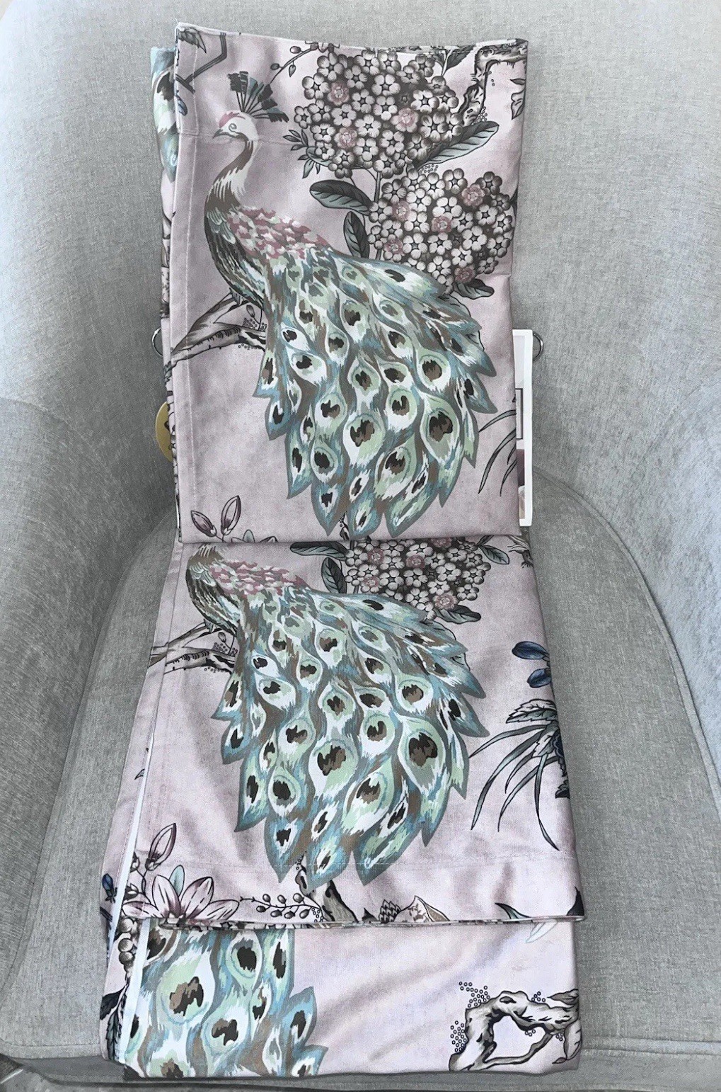 1-NWT CALLISTO HOME PEACOCK PRINT CURTAINS SET OF 2 PANELS SIZE 38”x 84”