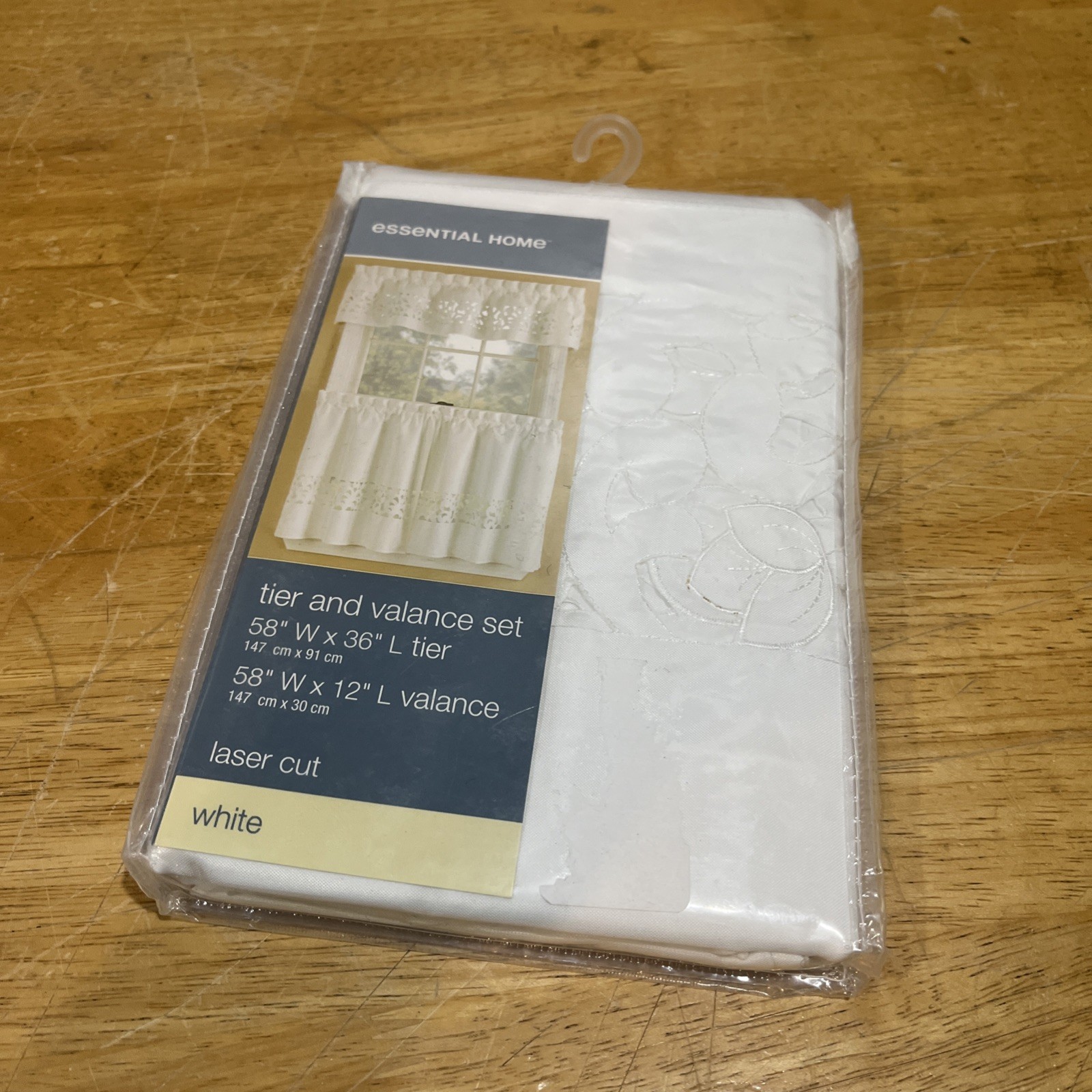 Essential Home by KMart White Window Tiers & Valance Lattice Laser Cut Cottage