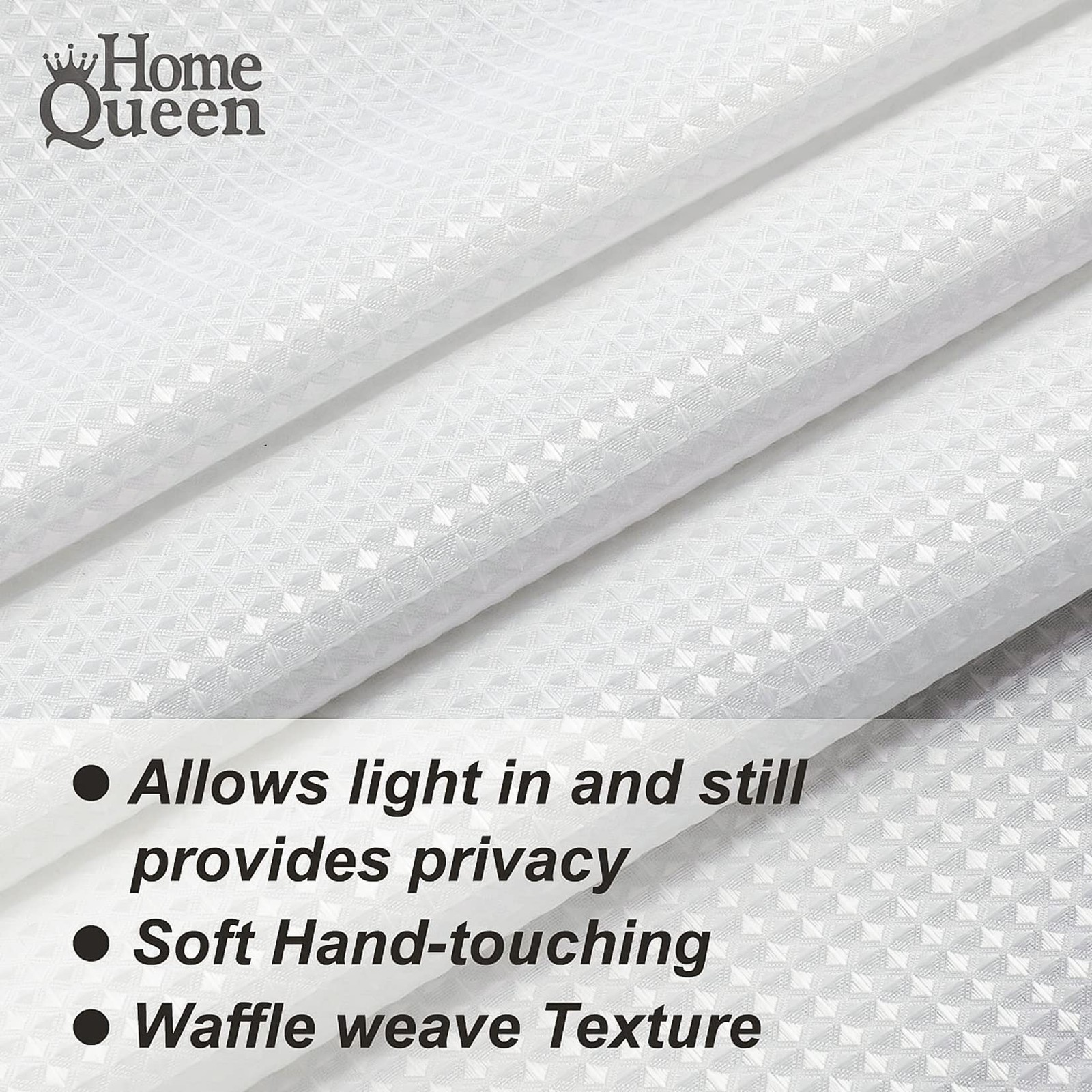 White Waffle Bathroom Window Curtains, Water Repellent Rod Pocket Kitchen Dra…