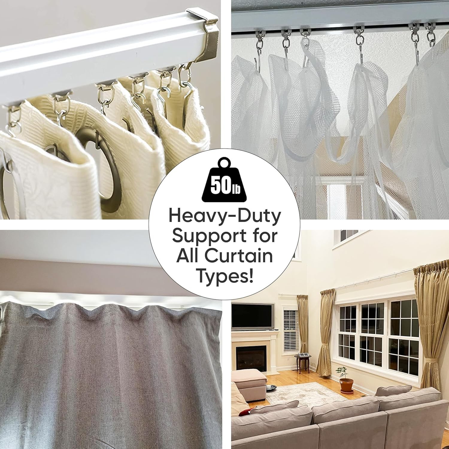 Ceiling Curtain Track Set – 3ft-16.4ft / 5 Meter – Heavy Duty Curtain Track,…