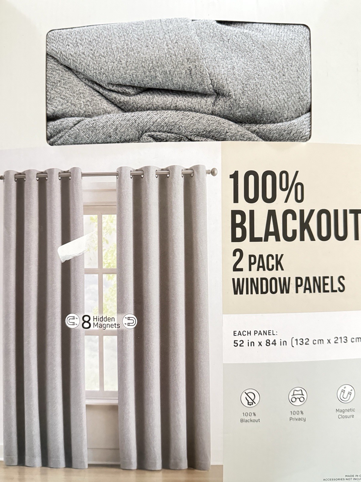 Piper Blackout Curtain 2 Pack Window Panels 52″ x 94″ In Each Gray New